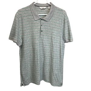 Calvin Klein Polo Body Fit XL heathered grey with green and black stripes